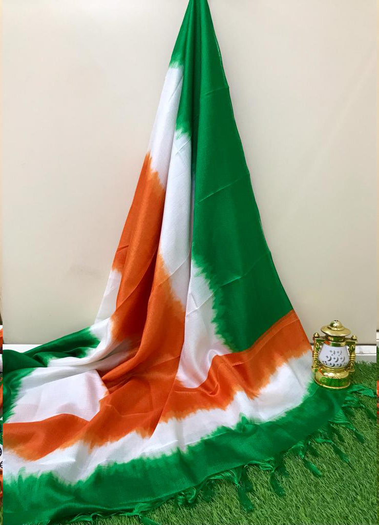 Tri Color Dupatta, Art Silk Dupatta , Indian Flag Dupatta