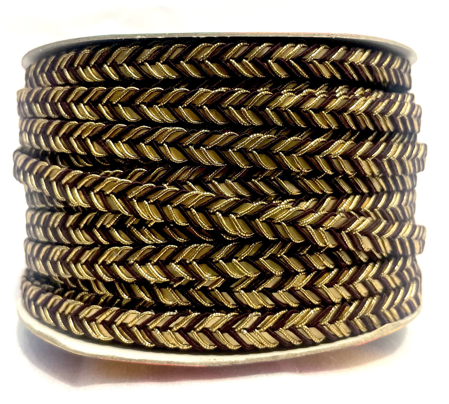 Golden Braid Border, Olive Green And Golden,  Laces for Dress, Home Décor, Shoe, Bags, Hats, DIY, Handmade, 0.2 inch Broad