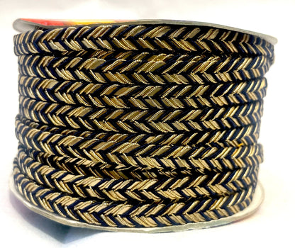 Golden Braid Border, Olive Green And Golden,  Laces for Dress, Home Décor, Shoe, Bags, Hats, DIY, Handmade, 0.2 inch Broad