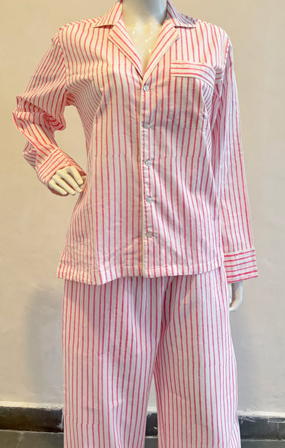 Pink 100% Cotton Light Ultra-Soft Night Dress Women Cotton Pants Shirt Set With Shorts Set