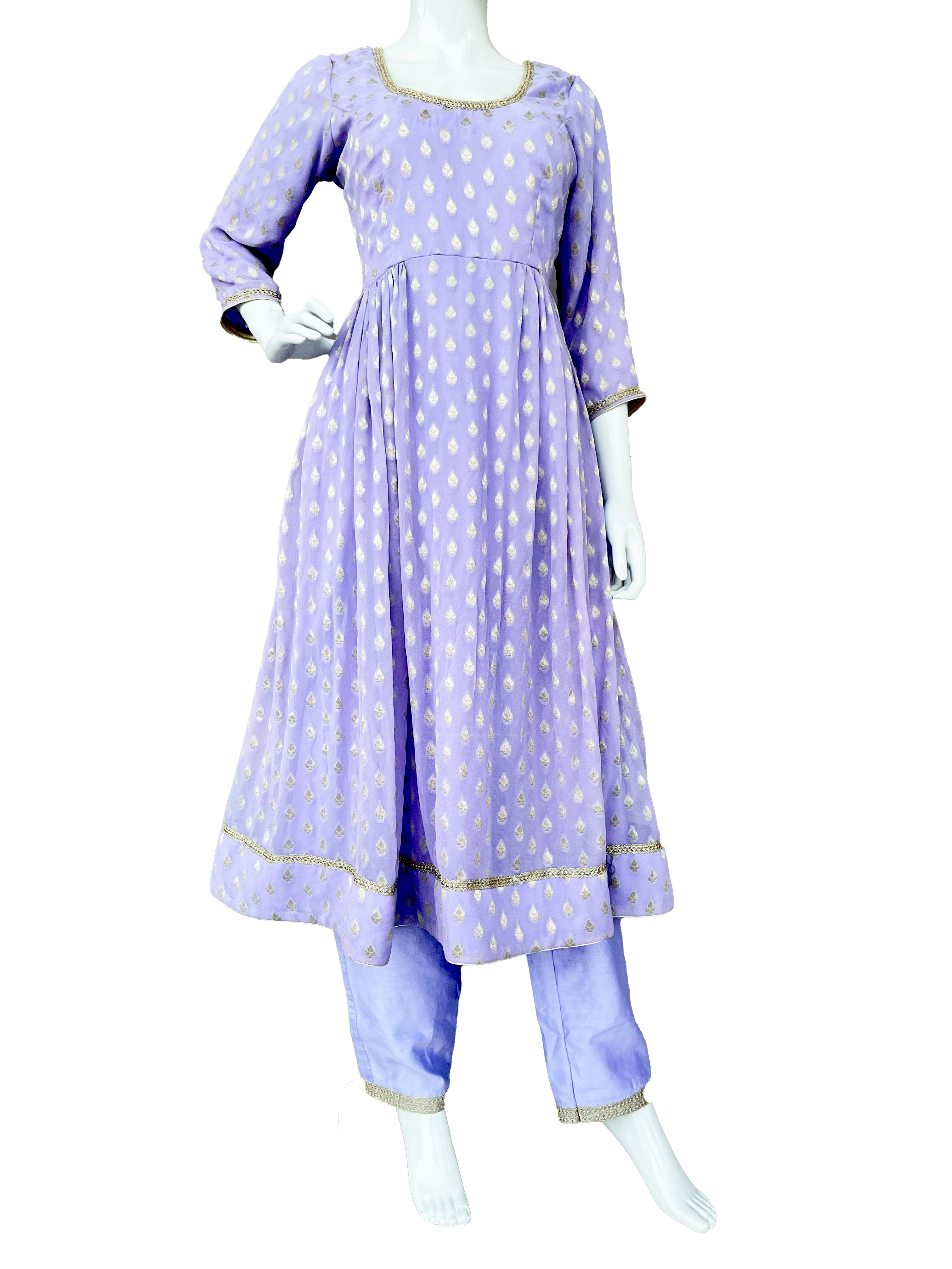 Perwinkle Georgette Anarkali Pant Suit, Chanderi Punjabi Pant Suit, Br –  CNP Associates LLC