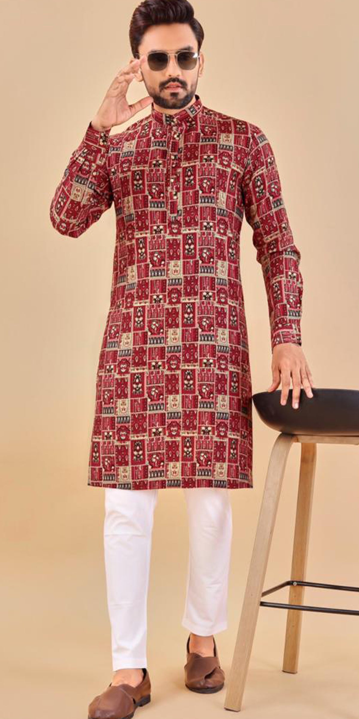 Maroon Men Kurta Pajama, Men Indian Wear, Rayon Kurta Pajama