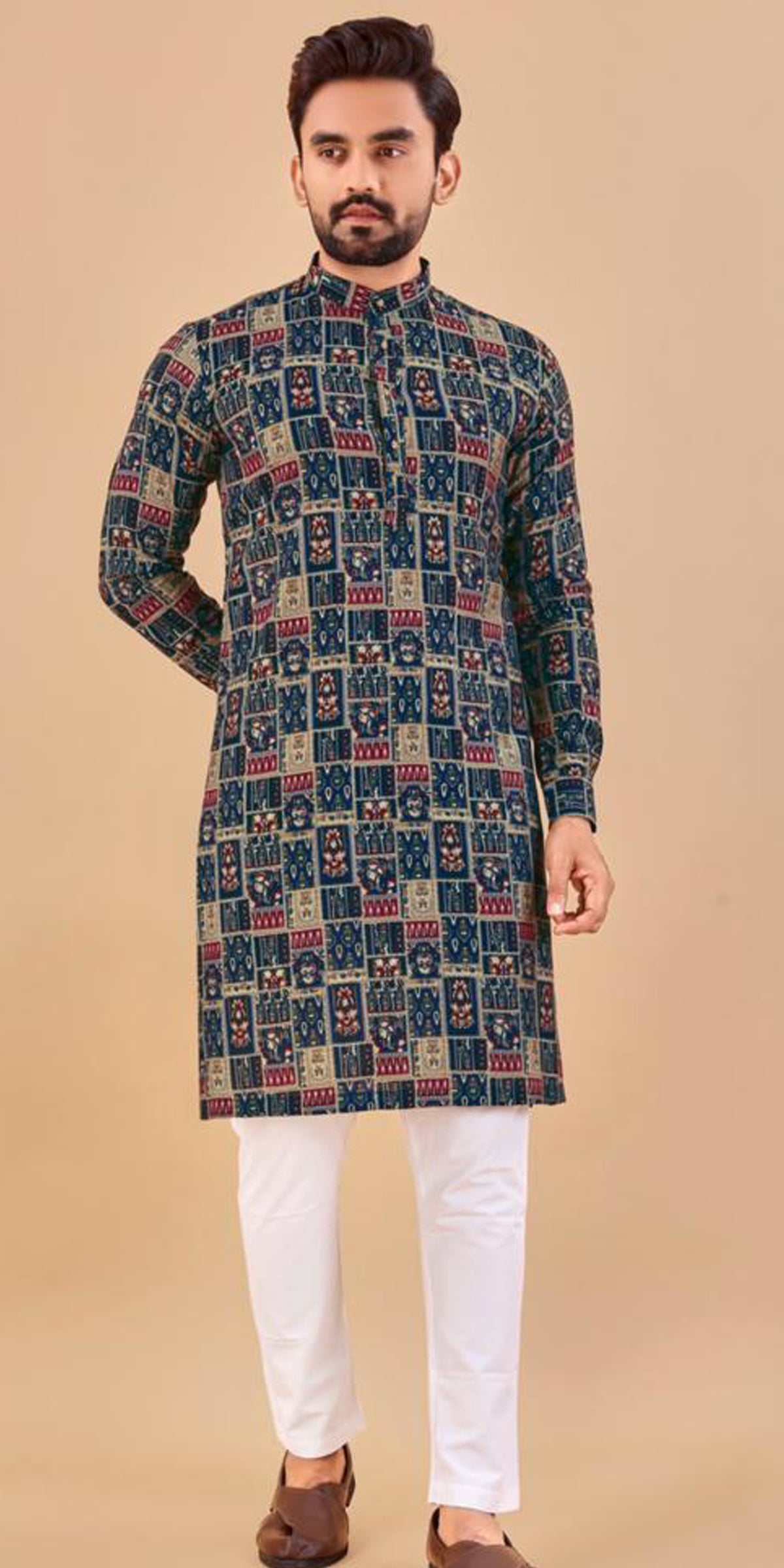 Teal green Men Pooja wear, Men Indian Wear, Men Kurta Pajama, Collared kurta for men, Green kurta, White Pajama for men. Boys Indian Wear, Pooja wear for men, Gurudwara wear, Mosque wear, Temple wear for men