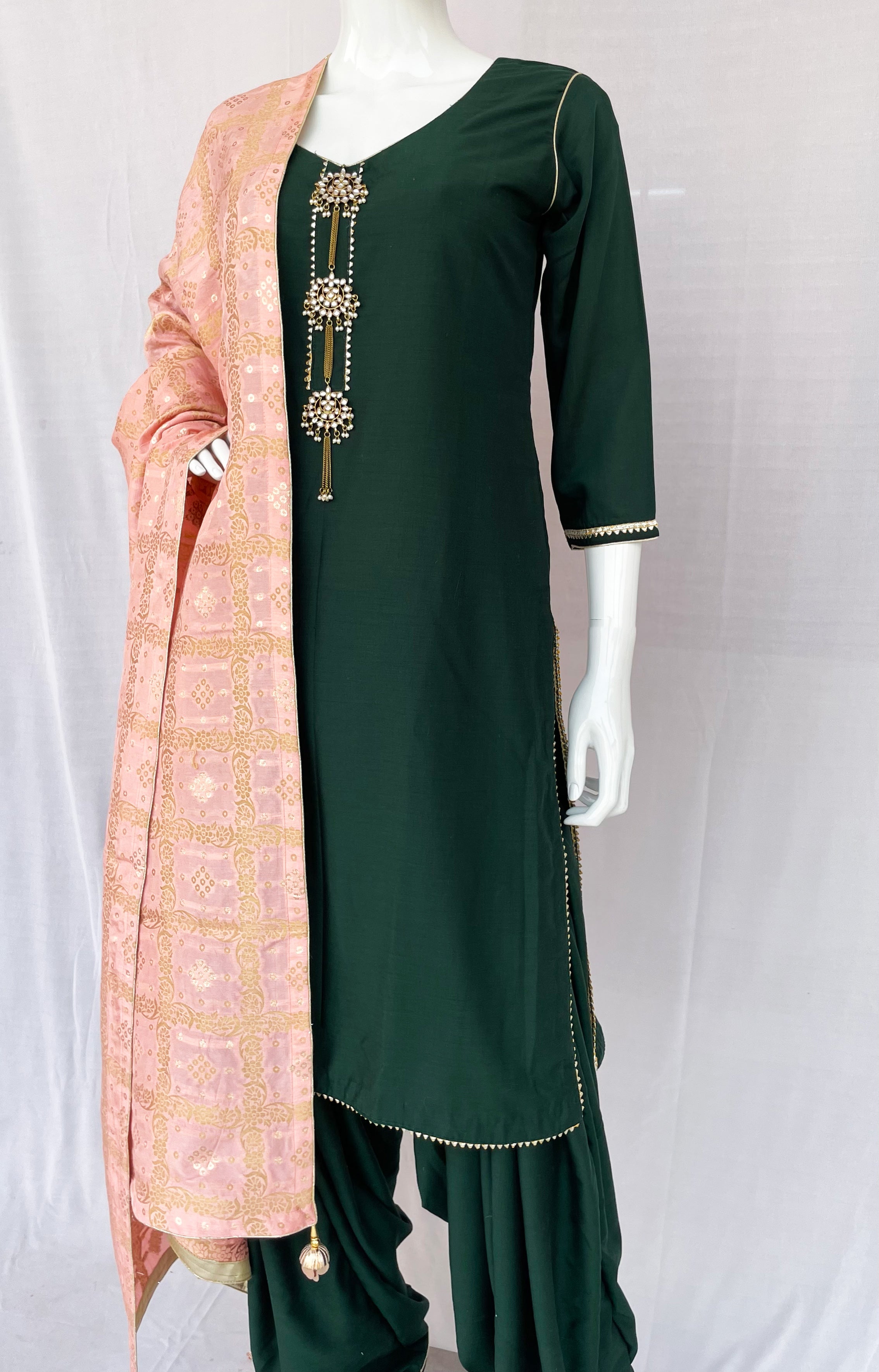 Dark green colour punjabi on sale suit