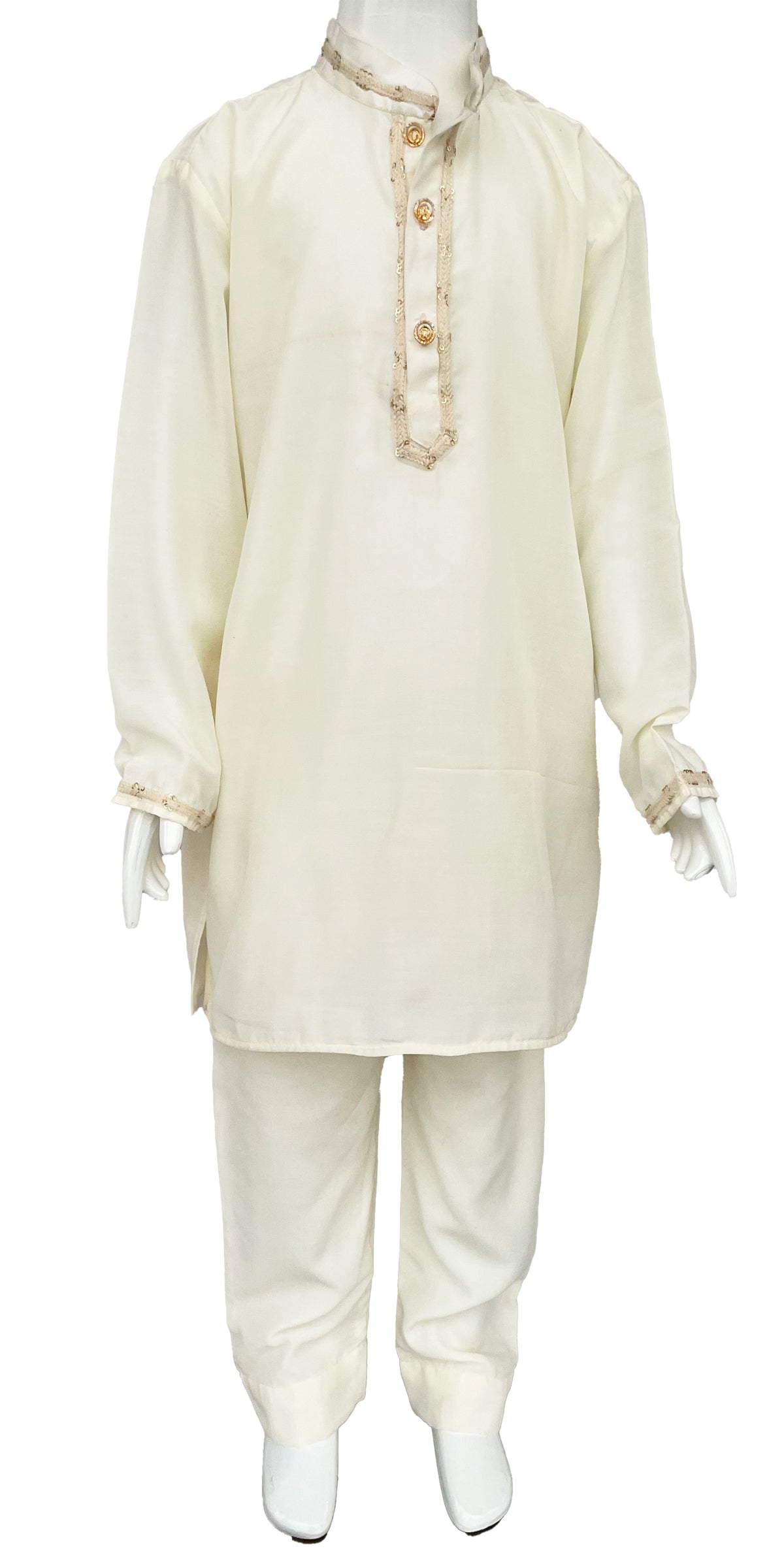 Off White Kurta Pajama for Boys with Hand Embroidery Indian